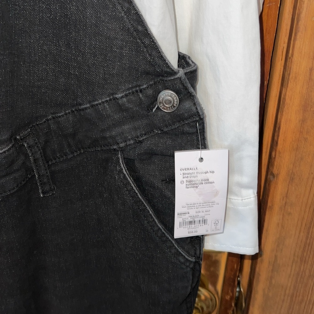 Sonoma Maternity NWT Black Denim Overalls Size XL - Picture 5 of 7